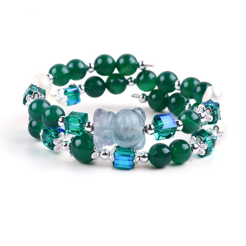 8MM Green Striped Agate Bead Natural Handmade Crystal Bangle FJHGSB001 8MM Green Striped Agate Bead Natural Handmade Crystal Bangle FJHGSB001