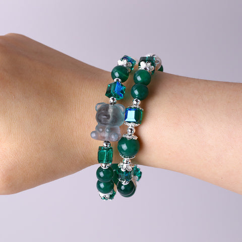 8MM Green Striped Agate Bead Natural Handmade Crystal Bangle FJHGSB001 8MM Green Striped Agate Bead Natural Handmade Crystal Bangle FJHGSB001