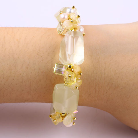 14MM Citrine Raw Bead Natural Handmade Crystal Bracelet FJHCRB001