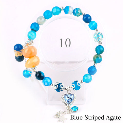 Natural Crystal Gemstone Handmade Stretchable Beaded Bracelet and Bangle(Exclusive Design) With Exquisite Gift Box