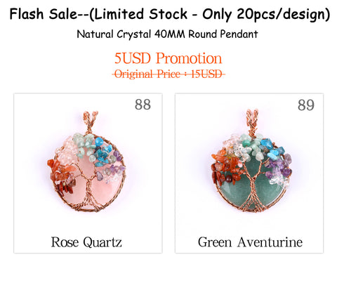 (Exclusive Design) Natural Crystal Handmade Wire Wrap Pendant & Bead Bracelet for Livestream Promotion(Minimum Order Amount with 20USD for Shipment )