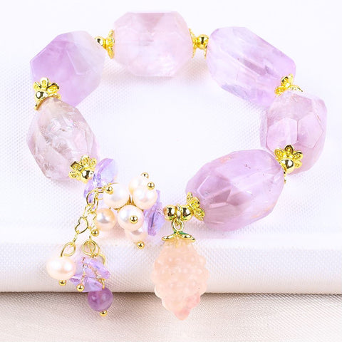 14MM Dream Amethyst Raw Bead Natural Handmade Crystal Bracelet FJHARB001