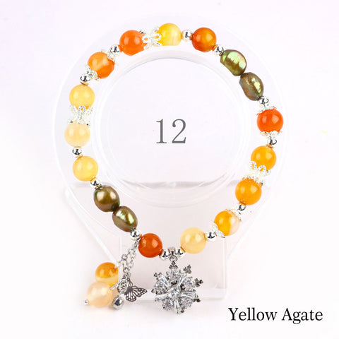 Natural Crystal Gemstone Handmade Stretchable Beaded Bracelet and Bangle(Exclusive Design) With Exquisite Gift Box