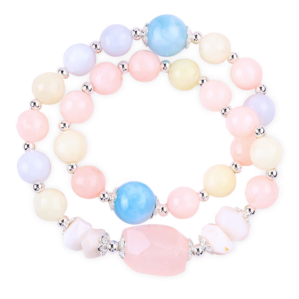 10MM+13MM+15MM Morganite Multi-Layer Bead  Natural Handmade Crystal Bracelet FJHMM001