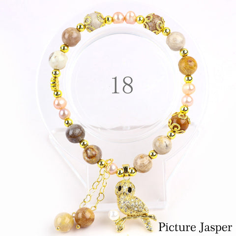 Natural Crystal Gemstone Handmade Stretchable Beaded Bracelet and Bangle(Exclusive Design) With Exquisite Gift Box