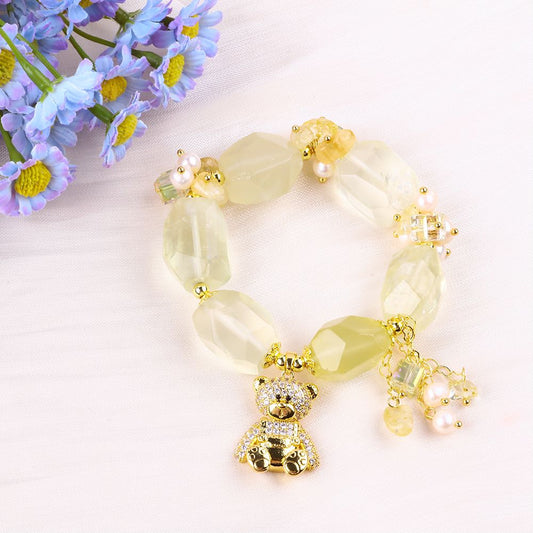 14MM Citrine Raw Bead Natural Handmade Crystal Bracelet FJHCRB001