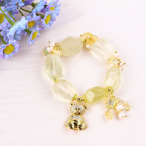 14MM Citrine Raw Bead Natural Handmade Crystal Bracelet FJHCRB001