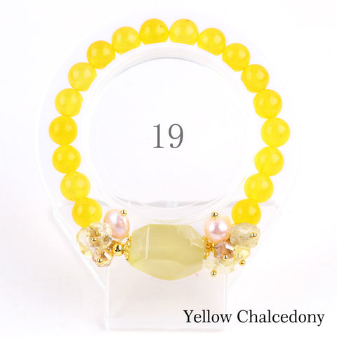 Natural Crystal Gemstone Handmade Stretchable Beaded Bracelet and Bangle(Exclusive Design) With Exquisite Gift Box