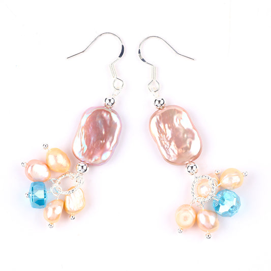 8.5g/pc Pearl Bead Natural Handmade Pearl Earrings FJHPPE001