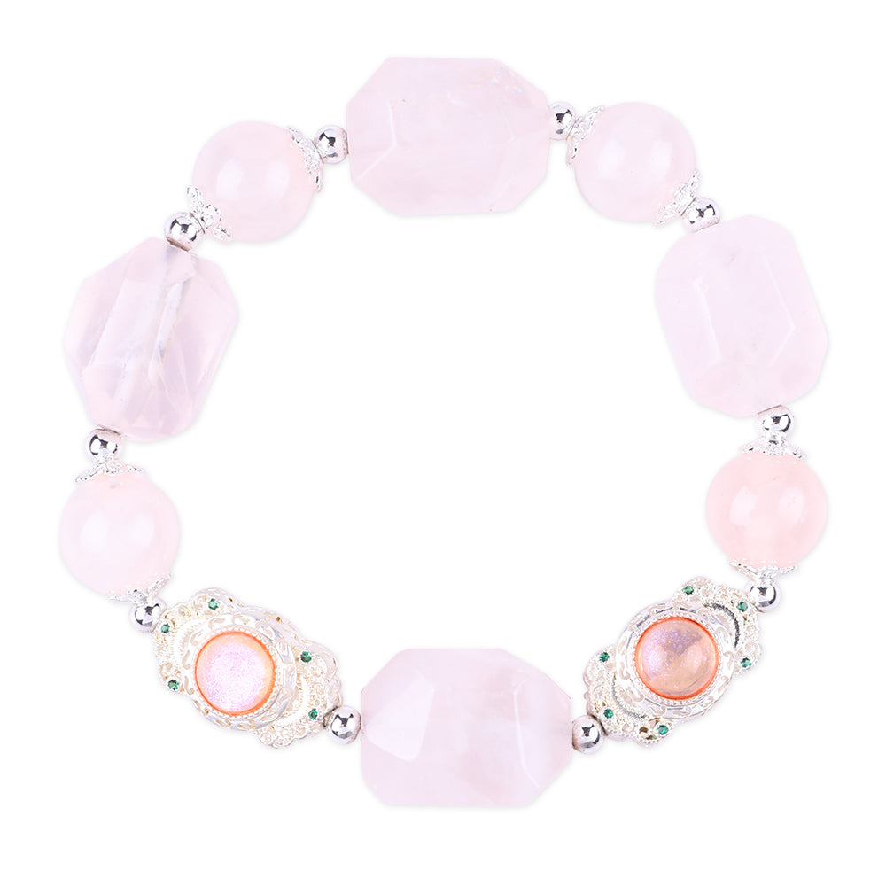 Raw Rose Quartz Bead Natural Handmade Crystal Bracelet FJHRRQB001