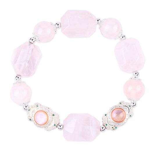 Raw Rose Quartz Bead Natural Handmade Crystal Bracelet FJHRRQB001