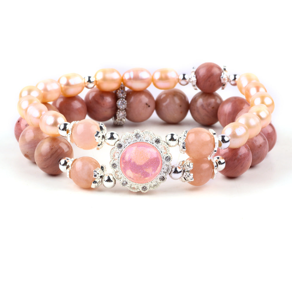 8MM Rhodochrosite Bead Natural Handmade Crystal Bracelet FJHDRPB001