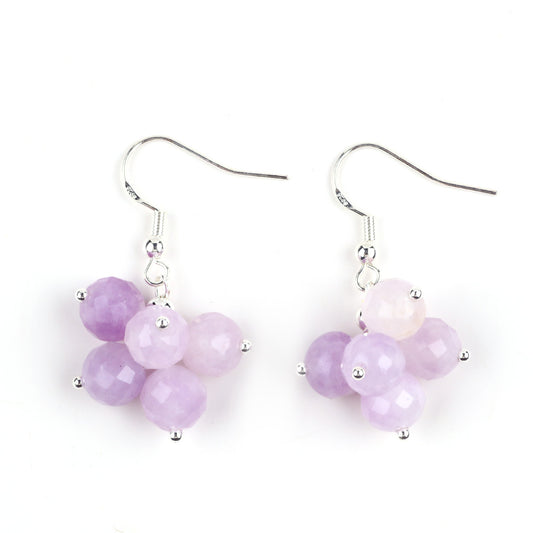 15g/pc Light Amethyst Bead Natural Handmade Crystal Earrings FJHMLAE001