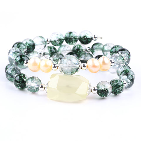 8MM Garden Quartz Bead Natural Handmade Crystal Bangle FJHDGBOO1