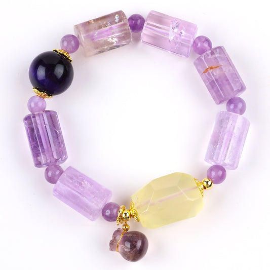 11x16MM Purple Bead Natural Handmade Crystal Bracelet FJHPB002