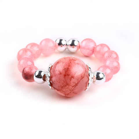 4MM Pink Afghan Jade Beads Natural Handmade Crystal Adjustable Ring FJHPAR001