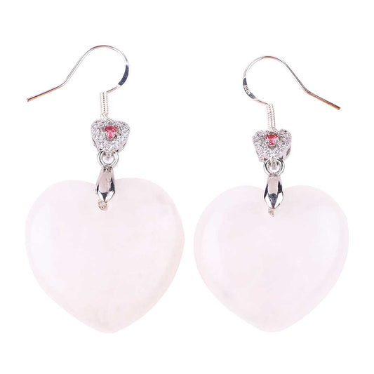 17g/pc Clear Quartz Heart Shape Natural Handmade Crystal Earrings FJHCHEOO1