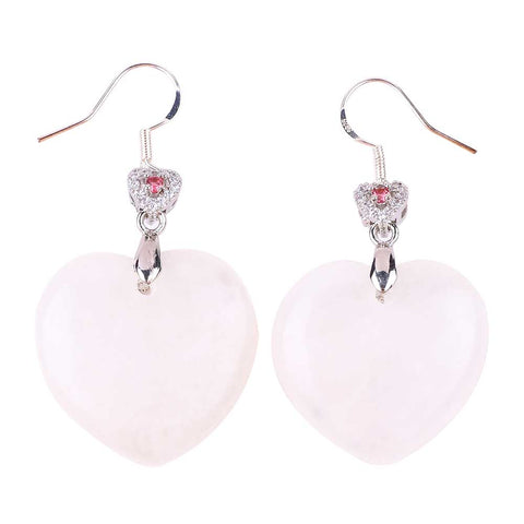 17g/pc Clear Quartz Heart Shape Natural Handmade Crystal Earrings FJHCHEOO1