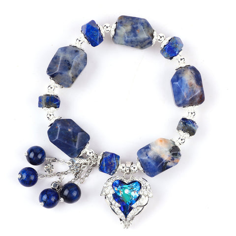 Raw Sodalite Bead Natural Handmade Crystal Bracelet FJHRSB001