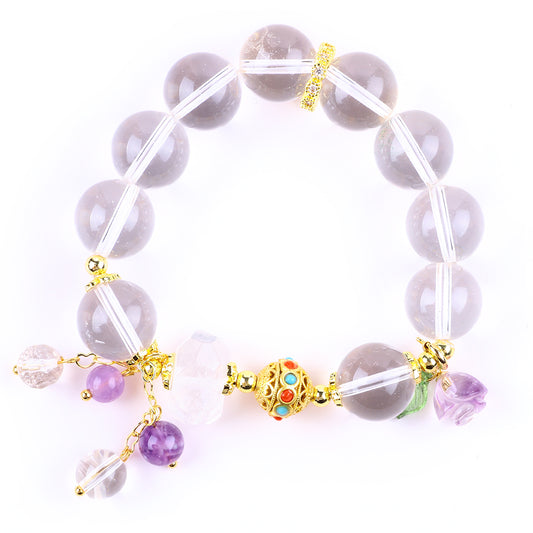 14MM Clear Quartz Bead Natural Handmade Crystal Bracelet FJHCB002