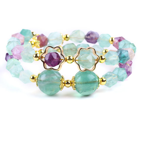 Flourite Bead Natural Handmade Crystal Bangle FJHDFB001