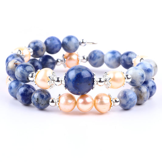 8MM Sodalite Bead Natural Handmade Crystal Bangle FJHDSB001