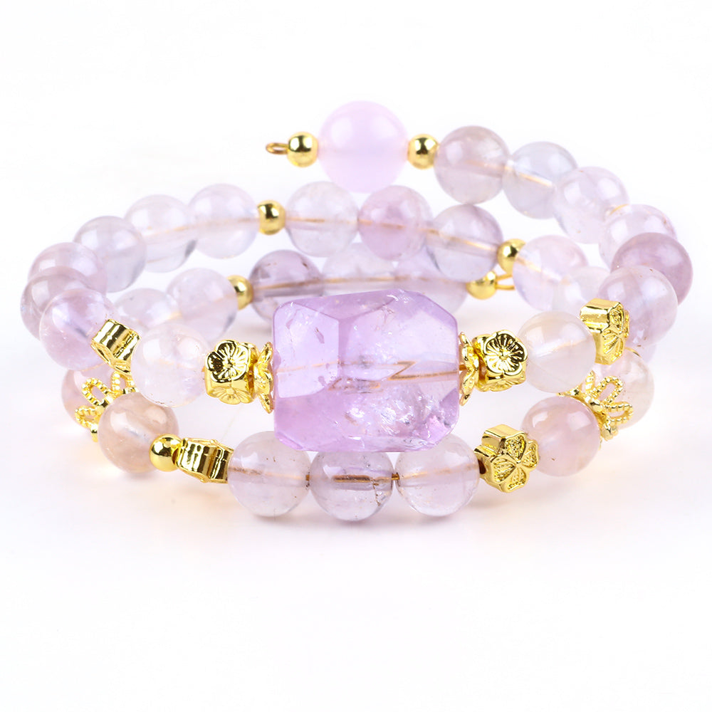 8MM Purple Alxa Bead Natural Handmade Crystal Bangle FJHDPAB001