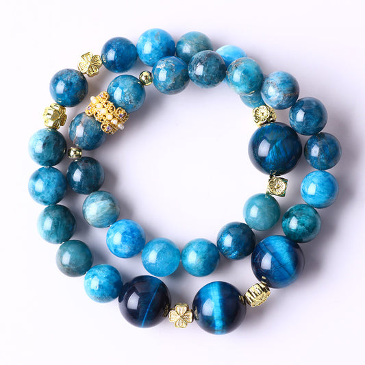 10MM+14MM Apatite Bead Multi-Layer Natural Handmade Crystal Bracelet FJHMAB001