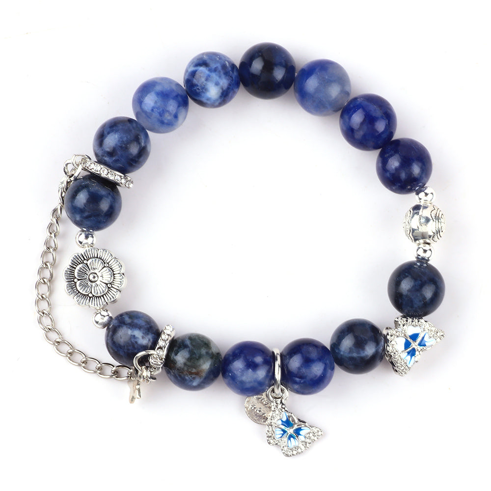 12MM Blue Sodalite Bead Natural Handmade Crystal Bracelet FJHBSB001