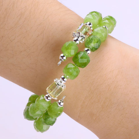 6 MM Peridot Bead Natural Handmade Crystal Bangle FJHDPB001