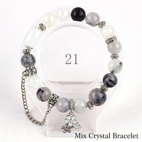 Natural Crystal Gemstone Handmade Stretchable Beaded Bracelet and Bangle(Exclusive Design) With Exquisite Gift Box