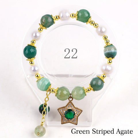 Natural Crystal Gemstone Handmade Stretchable Beaded Bracelet and Bangle(Exclusive Design) With Exquisite Gift Box