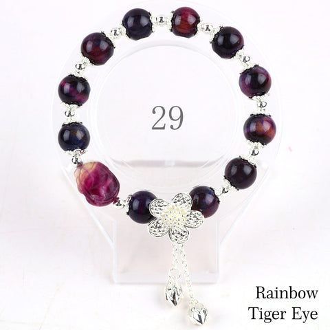 Natural Crystal Gemstone Handmade Stretchable Beaded Bracelet and Bangle(Exclusive Design) With Exquisite Gift Box