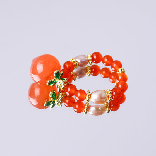 4MM Carnelian Beads Natural Handmade Crystal Adjustable Ring FJHMCR001