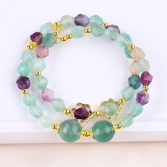 Flourite Bead Natural Handmade Crystal Bangle FJHDFB001