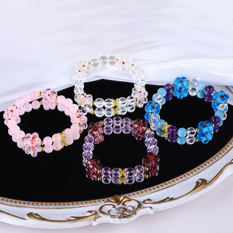 Friendship Flower Natural Handmade Crystal Bracelet FJHFBS001