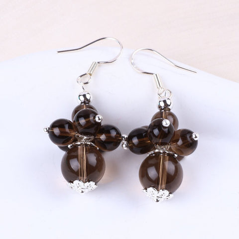 10g/pc Smoking Quartz Bead Natural Handmade Crystal Earrings FJHSQE001