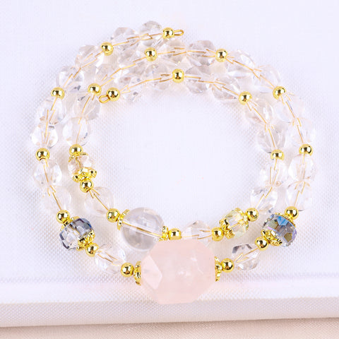 Clear Quartz Bead Natural Handmade Crystal Bangle FJHDCQB001