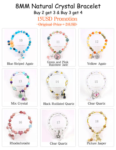 Natural Crystal Gemstone Handmade Stretchable Beaded Bracelet and Bangle(Exclusive Design) With Exquisite Gift Box