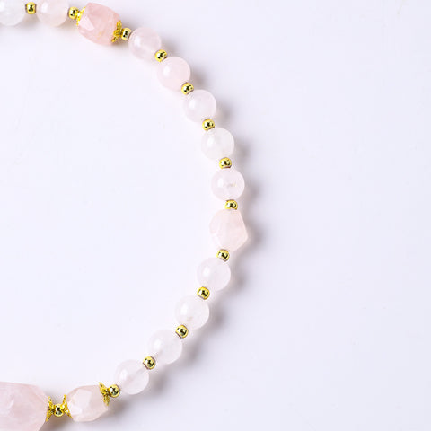 10MM+14MM Rose Quartz Bead Multi-Layer Natural Handmade Crystal Bracelet FJHMRB001