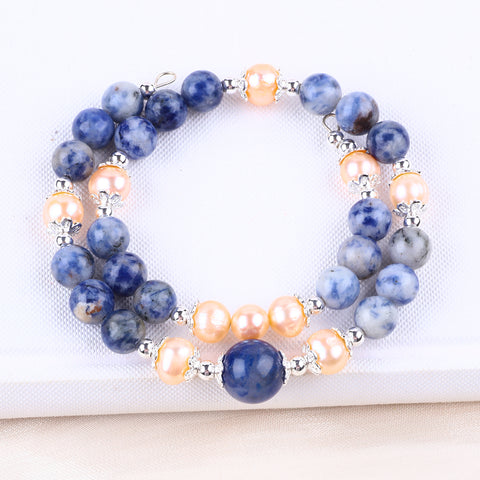 8MM Sodalite Bead Natural Handmade Crystal Bangle FJHDSB001