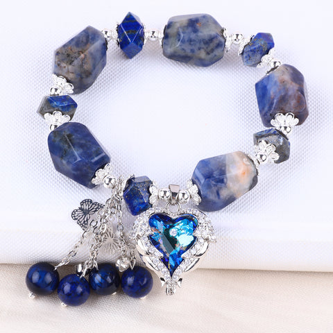 Raw Sodalite Bead Natural Handmade Crystal Bracelet FJHRSB001