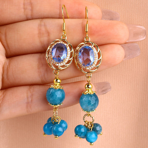 Apatite Bead Natural Handmade Crystal Earrings FJHAE001