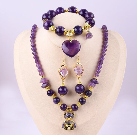 Amethyst Bead Natural Handmade Crystal Set FJHAS001