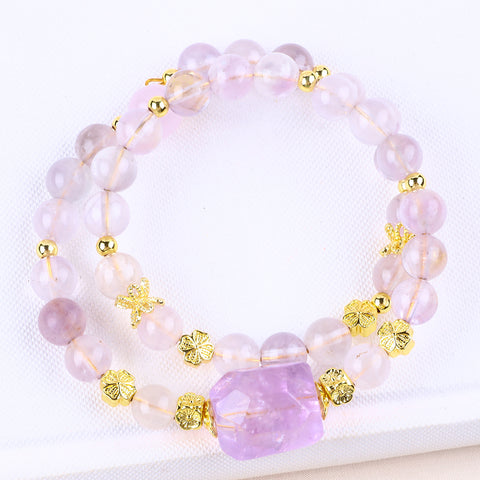 8MM Purple Alxa Bead Natural Handmade Crystal Bangle FJHDPAB001