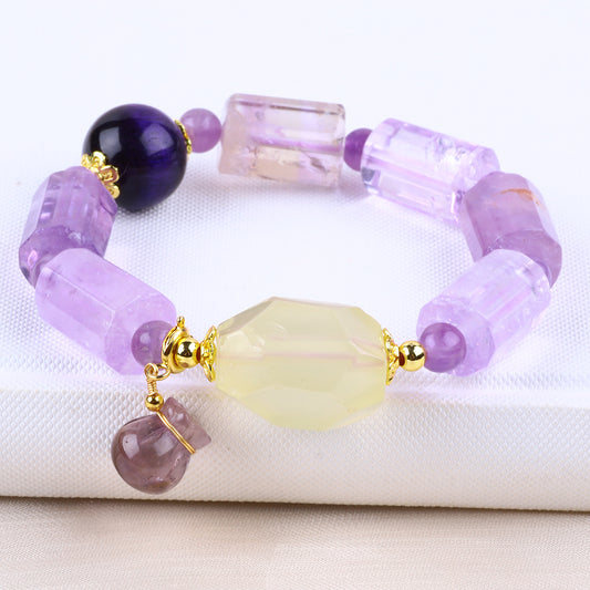 11x16MM Purple Bead Natural Handmade Crystal Bracelet FJHPB002