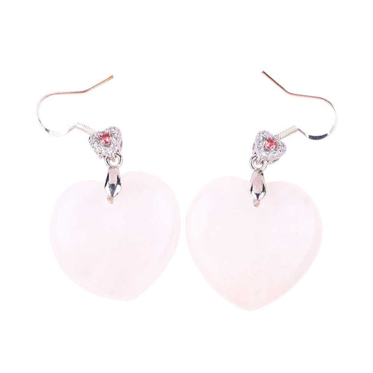 17g/pc Clear Quartz Heart Shape Natural Handmade Crystal Earrings FJHCHEOO1