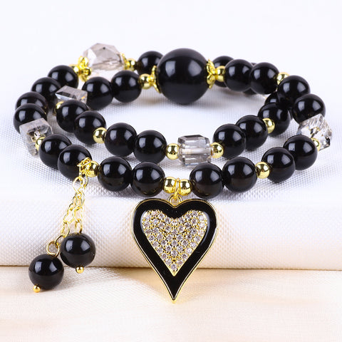 8MM Multi-Layer Golden Obsidian Bead Natural Handmade Crystal Bracelet FJHMGOB001