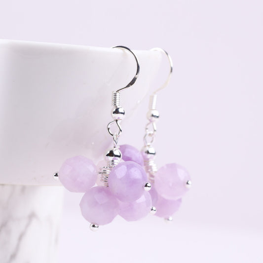 15g/pc Light Amethyst Bead Natural Handmade Crystal Earrings FJHMLAE001