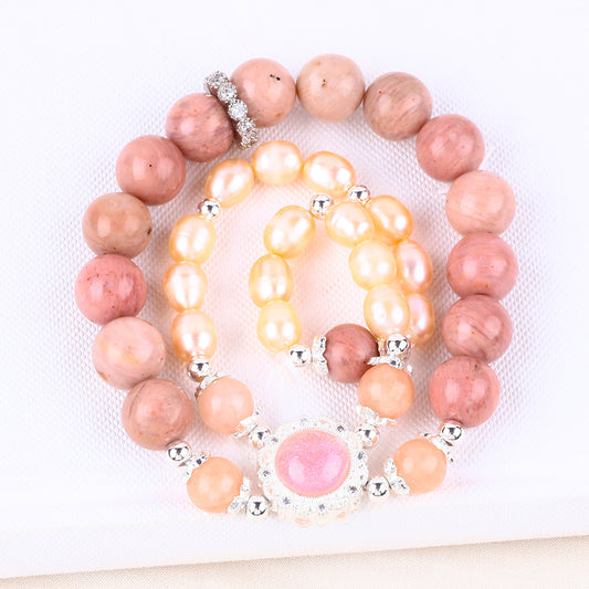 8MM Rhodochrosite Bead Natural Handmade Crystal Bracelet FJHDRPB001